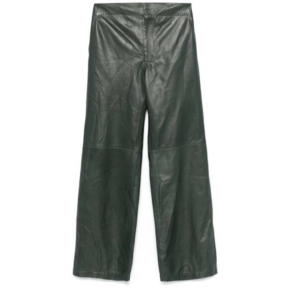 Ulla Johnson Lotti Leather Wide Leg Pants in Jasper Dark Green 0 - Picture 4 of 5